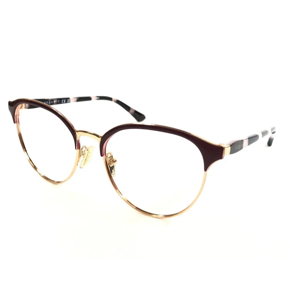 Vogue Eyeglasses Frames VO4305 5170 Top Bordeaux Rose Gold Round 53-17-140